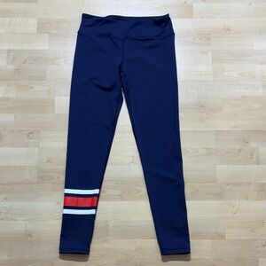 Navy Blue Leggings with Red and White Stripes